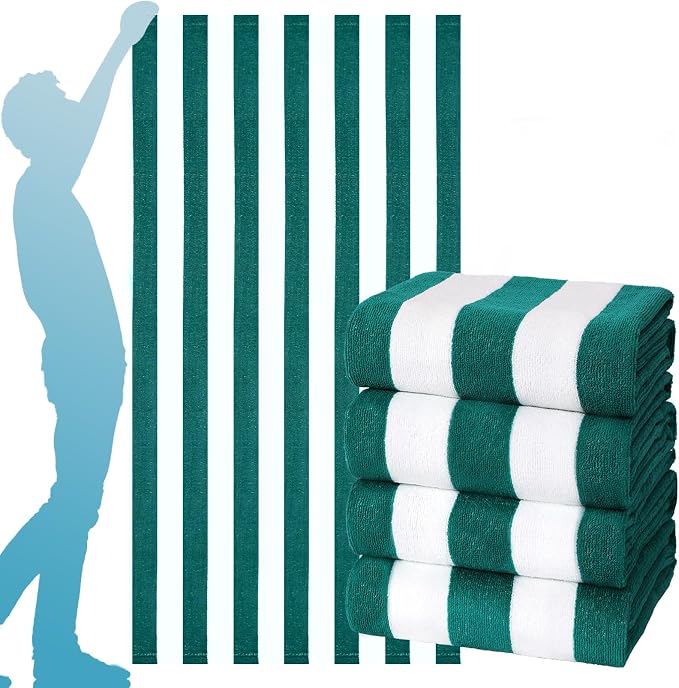4 Packs Extra Large Beach Towel Bath Towel 72 * 40 Set Bathroom Sheets Bulk Oversized XL Big Absorbent Thick Giant Microfiber Terry Soft Blanket Clearance Turkish Toallas De Playa NOT Cotton Green
