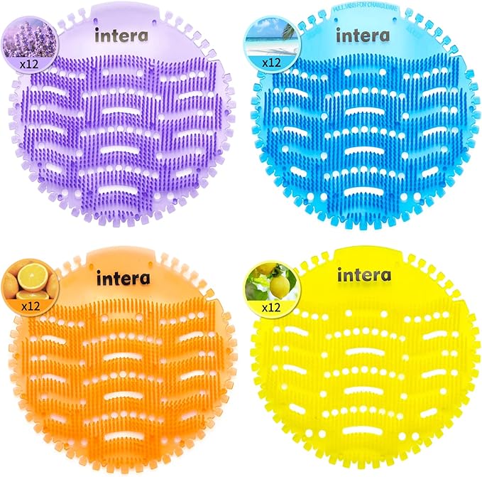 48 PACK Urinal Screen Deodorizer, 3D Wave Anti-Splash Odor Protection Urinal Cakes for Men Toilets, Long-Lasting Fresh Scents