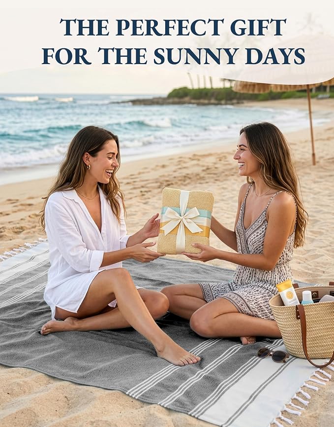 LANE LINEN Beach Towel, 2 Pack Beach Towels Oversized, 39"x71", XL - Ebony | Quick Dry Pool Towels for Adults - Absorbent Sand Free, Vacation Essential - Machine Washable, Travel & Camping, Extra Large