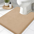 Smiry Memory Foam Toilet Rugs U-Shaped 24x20, Extra Soft Absorbent Non-Slip Contour Bathroom Rugs, Machine Washable Bath Mats for Toilet, Camel