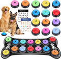 Dog Buttons for Communication,14Pcs Talking Button Set with 30s Recordable Voice Pet Training Buzzers with Mat & 2 Stickers, Talking Buttons for Dogs & Cats (Batteries Not Included)