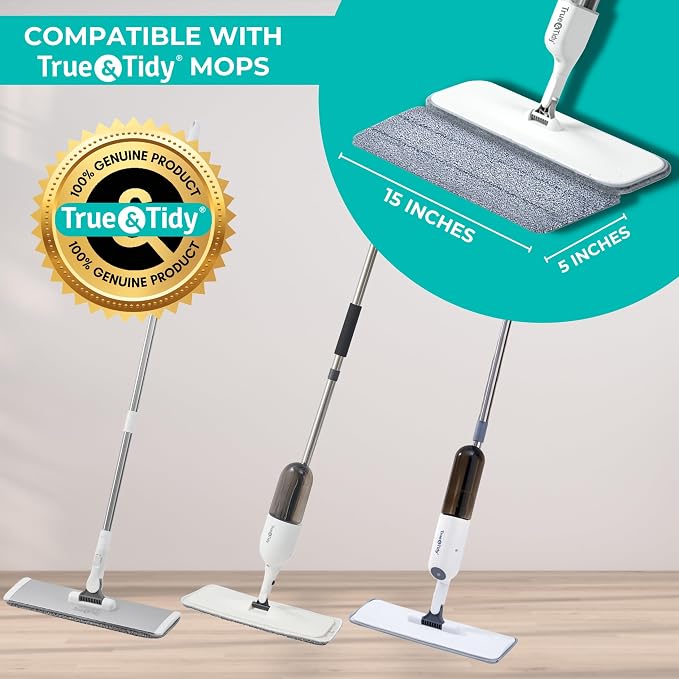 True & Tidy 3pc Machine Washable Mop Pad Refills for SPRAY-250 Spray Mop