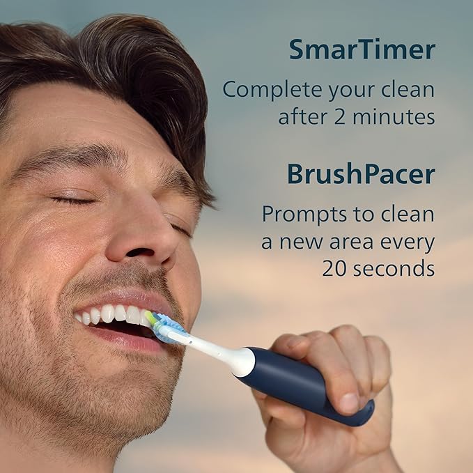 Philips Sonicare 5950 Series Electric Toothbrush with Travel Case, Pressure Sensor, 21-Day Runtime, 6 Brushing Settings, SmarTimer, BrushPacer, Navy Blue, HX7133/03