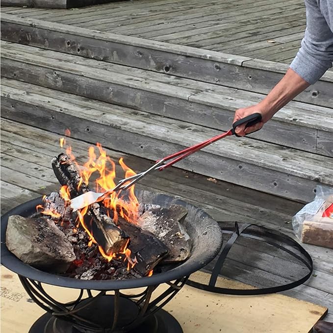 3-in-1 Barbecue Tool 26-inch Extra Light and Super Long Heavy Duty Tongs, Spatula and Grill Scraper (Red) – Longest BBQ Tool Ever!