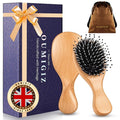 Mini Boar Bristle Hair Brush Since 1965 British Craftsmanship Handmade | Natural Wooden Small Hairbrush, Gentle Detangling Women Men Kids Curly Thick Fine Frizzy Hair, Smoothing Styling Brush