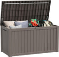 Outdoor Storage Box, 180 Gallon Large Outdoor Resin Deck Box, Storage Waterproof Boxes Lockable Lid for Garden Tools, Pool Supplies, Patio Furniture and Cushions, Grey