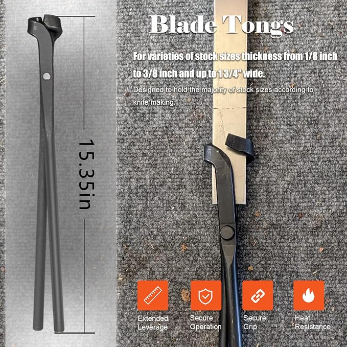 Blacksmith Tongs Set Knife Making Forge Tongs for Bladesmithing & Blacksmithing - 4 Tongs Tool Kit