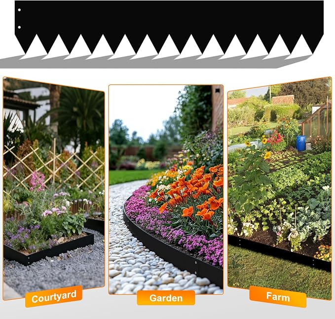 20ft. 40" L × 6" H Metal Landscape Edging, 6 Pack Garden Border | Steel Edging for Landscaping with Screws, Hammer-in Flexible Lawn Edging, No Dig Edging, Metal Edging for Pathway, Yard
