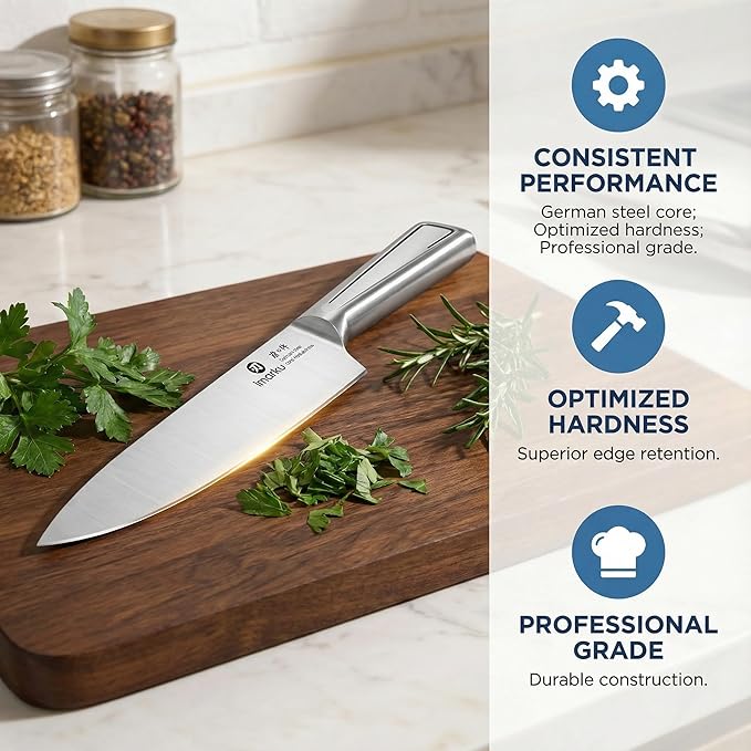 imarku Japanese High Carbon Stainless Steel Knife Set with Block, Precision-Forged Gyutou Kitchen Knives with Built-in Sharpener, Ultra-Sharp 10–15° Edge, Ergonomic Non-Slip Handle, Dishwasher Safe