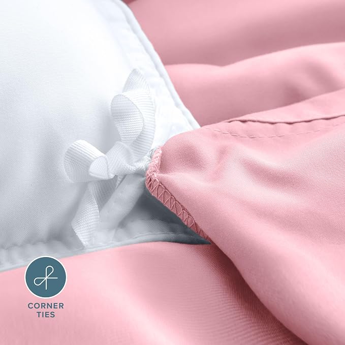 Bare Home Bedding Duvet Cover Queen Size - Premium 1800 Super Soft Collection - Lightweight, Cooling - Soft Breathable Bedding Duvet Cover (Queen, Light Pink)