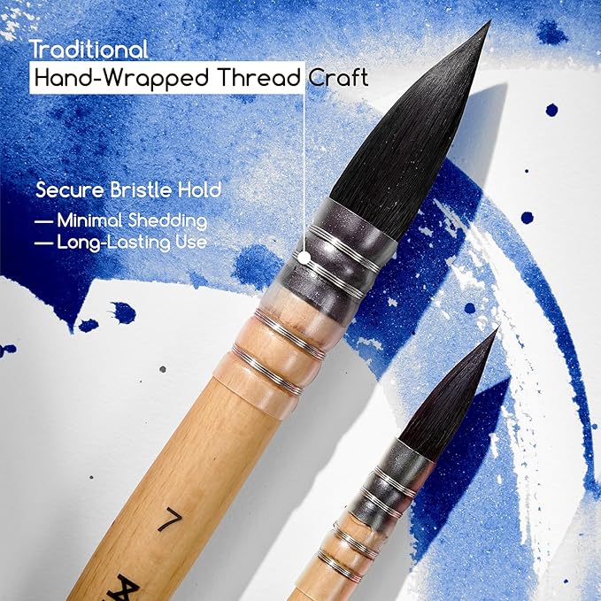 MEEDEN Watercolor Brushes Professional - Synthetic Squirrel Hair Artist Paint Brushes Set with Beech Wood Handle Great for Artists Hobbyists Size 5
