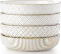 getstar Pasta Bowls, Large Salad Serving Bowls (8.2 inch/35 oz), Ceramic Bowl Plates Set of 4, Farmhouse Embossments, Microwave and Dishwasher Safe