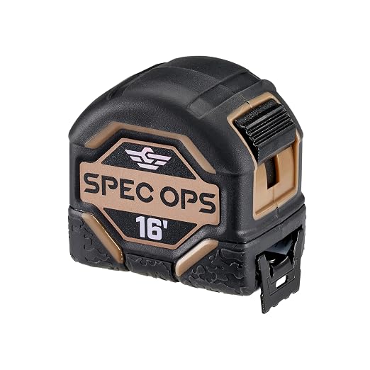 Spec Ops Tools Tape Measure for Measuring & Layout, 1 1/8" Double-Sided Blade and Military-Grade Composite Case, 16 Foot