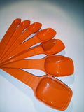 Vintage Tupperware Measuring Spoons Set of 7 Orange