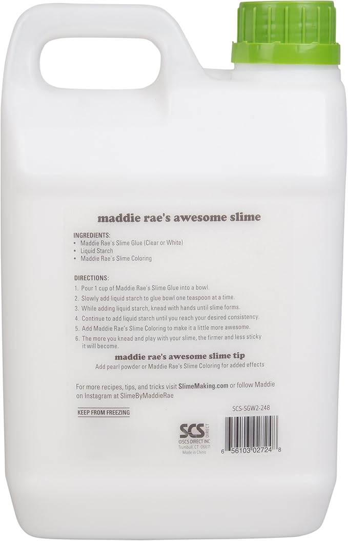 Maddie Rae’s White Slime Glue 1/2 Gallon Jug – Non Toxic Washable All Purpose Glue for Slime Making, DIY Kids Arts & Crafts, Teachers Classroom Supplies, School Projects & Summer Camp Activities