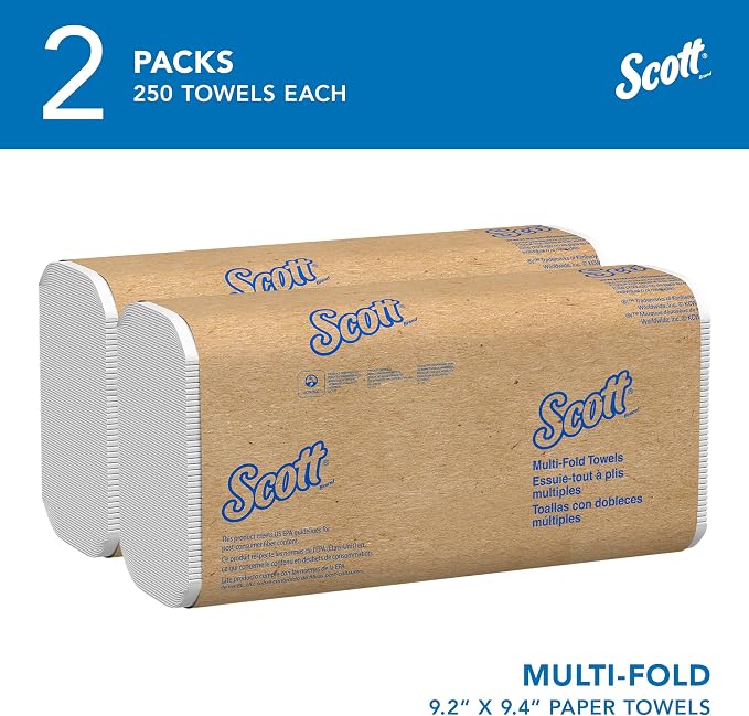 Scott Professional Multifold Paper Towels, 2 Packs x 250 Sheets (60055)