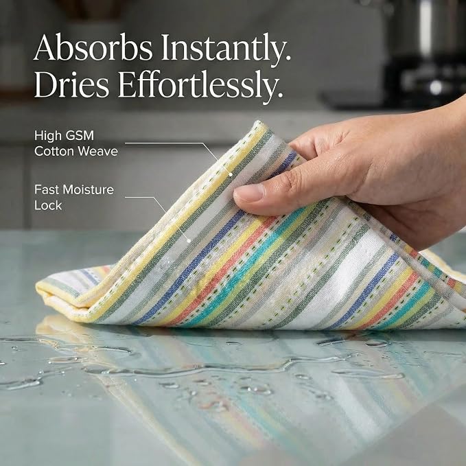 Urban Villa Kitchen Towels Cotton Dish Towels 20”x30” (Set of 6) Beige