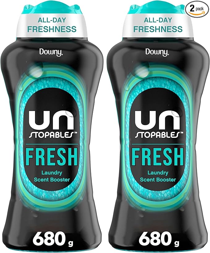 Downy Unstopables In Wash Scent Booster Beads, Fresh Scent, 24 oz, Laundry Beads for odor Protection, Downy Scent Booster Beads, Laundry Scent Boosters (Pack of 2)