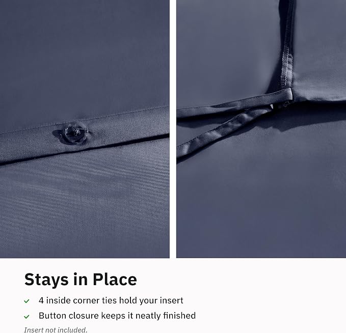 California Design Den 3 Pc Full/Queen Duvet Cover Set - Winner Good Housekeeping Best Bedding Awards 2025, 400 Thread Count Sateen, 100% Cotton, Button Closure, Corner Ties - Indigo Dusty Blue
