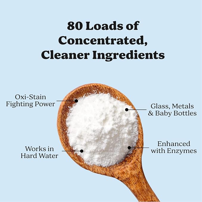 Pronounce Dishwasher Detergent Powder - Cleaner Ingredients, Fragrance Free - Ultra Concentrated, Cuts Grease and Grime, Dishwasher Pods Alternative. (80 Loads, Unscented)