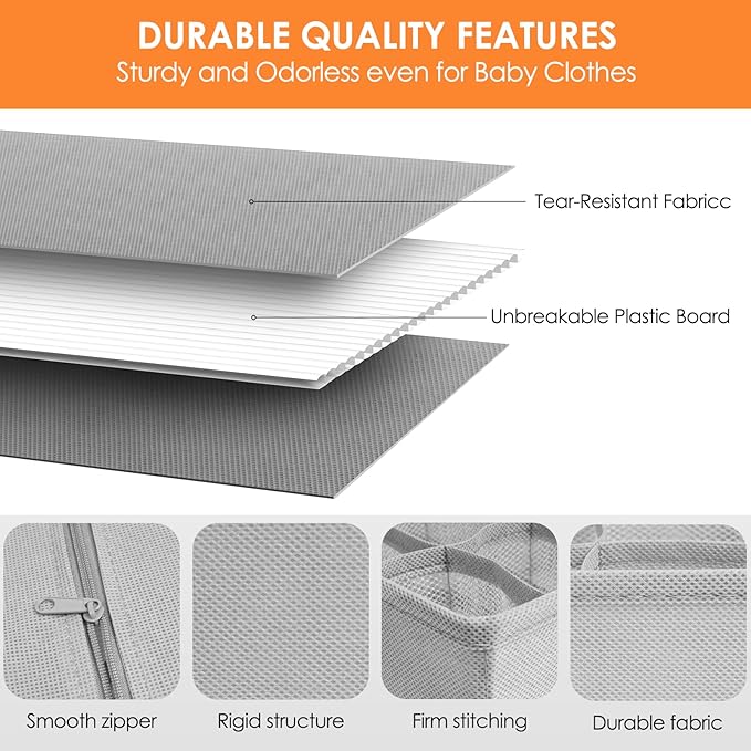 Criusia 12 Pack Sock Underwear Drawer Organizer Dividers, 116 Cells Fabric Foldable Dresser Closet Organizers and Storage Bins for Baby Clothing, Women Men Underwear Socks, Bra, Ties, Scarf