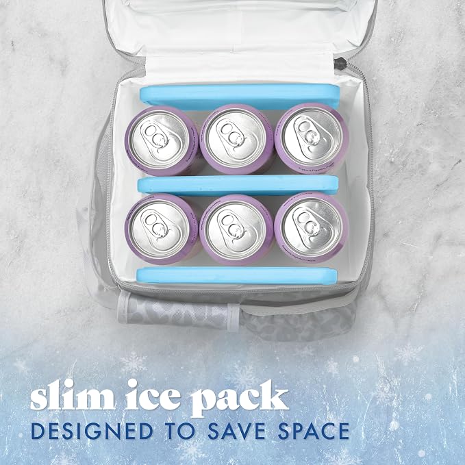 Cool Coolers by Fit & Fresh 4 Pack XL Slim Ice Packs, Quick Freeze Space Saving Reusable Ice Packs for Lunch Boxes or Coolers