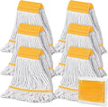 6PK Heavy Duty Commercial Mop Head Replacement- Loop End Cotton Blend String Refill for Side Loading & Clamp Style Mops, Restaurant , Janitorial & Industrial Cleaning(Yellow)