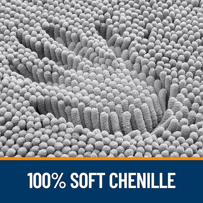OLANLY Large Bathroom Rugs 50x30, Extra Soft Absorbent Chenille Bath Rugs, Rubber Backing Quick Dry, Machine Washable Bath Mats for Bathroom Floor, Tub and Shower, Home Decor Accessories, Grey