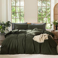 MooMee Duvet Cover Set 100% Washed Cotton Linen Like Oversized Full | Relaxed Linen-like Texture. Soft, Breathable & Long-lasting Comfort. Lightweight. Hidden Zipper with 8 Interior Corner Ties