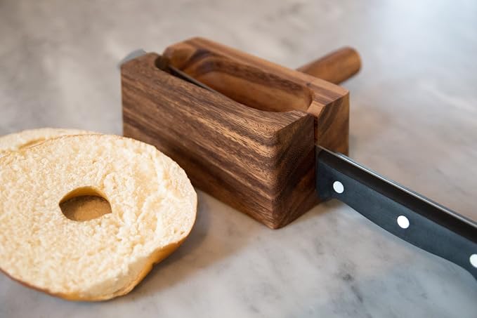 Ironwood Gourmet 28330 Local 338 Bagel Miter, Acacia Wood, 7 x 5.5 x 2.5 inches