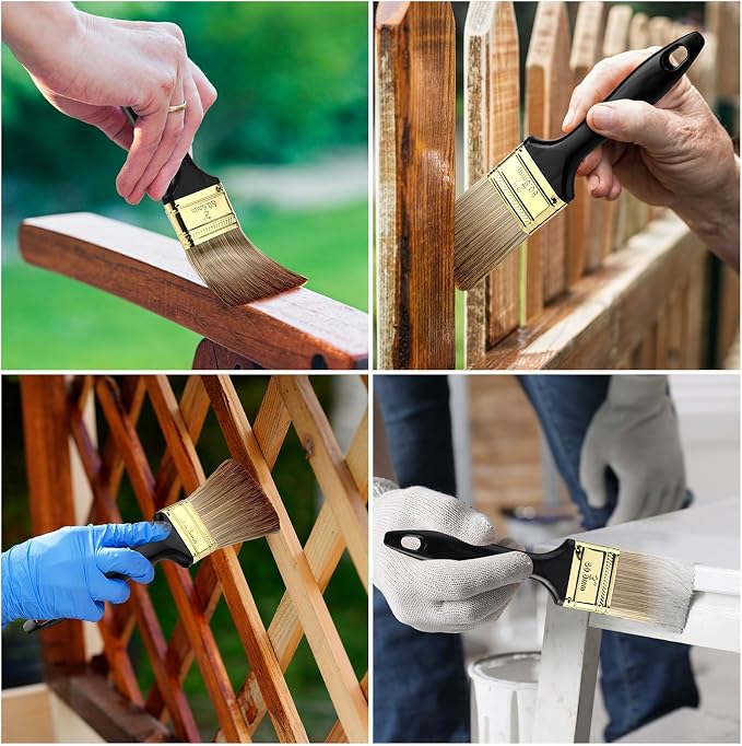 Teenyyou 24 Pcs 2 Inch Paint Brushes Flat Chip Paintbrushes Bulk with Treated Plastic Handles Professional Painting Tools for Paint Stains Deck Door Furniture Home Wall Trim DIY