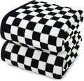 Jacquotha Black and White Checkered Cotton Bath Towels Set of 2 | Cute Aesthetic Towels for Bathroom Decor, Pool, Beach, Spa, 27.5" x 55"