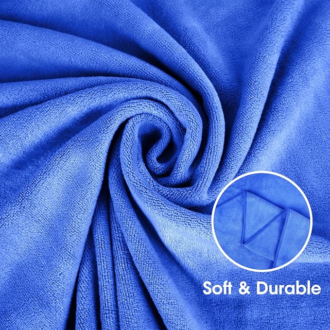 JML Microfiber Bath Towels, 30" x 60", Pack of 4, Dark Blue | Soft, Absorbent, Quick Dry, Use for Hair Wrap, Shower, Fitness, Sport, Yoga