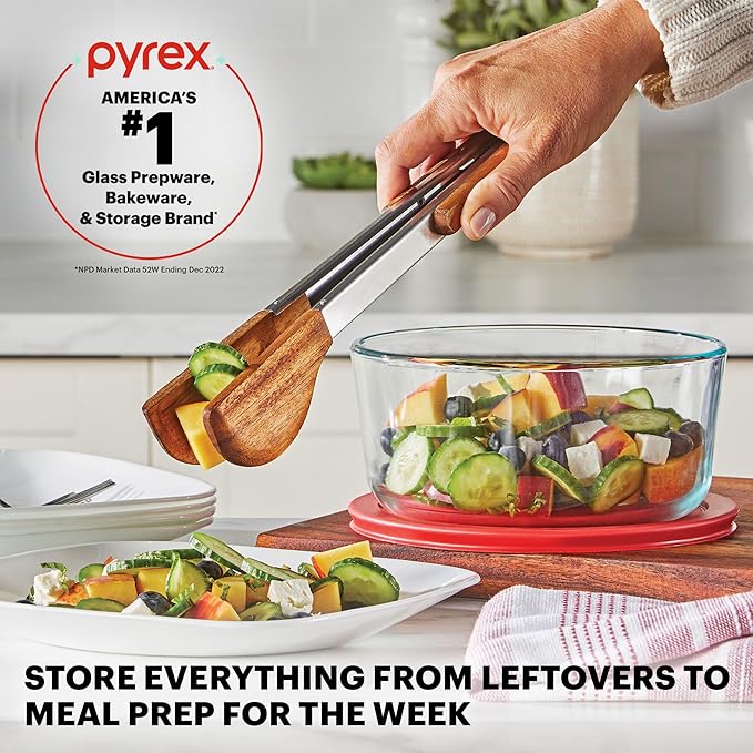 Pyrex Simply Store (12-Pack) Glass Food Storage Containers Set | Meal prep containers (1, 2 & 3 cup) with BPA-free plastic lids, microwave & dishwasher safe