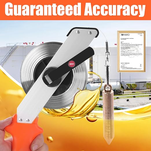 Cekegon Oil Gauging Tape, 66ft/20M Stainless Steel Sounding Tape Measure, Oil Tank Gauging Tape with Brass Plumb Bob