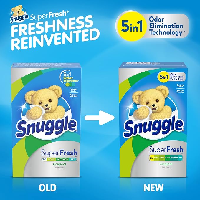 Snuggle Plus SuperFresh Fabric Softener Dryer Sheets with Static Control and Odor Eliminating Technology, Original, 200 Count (Pack of 2)