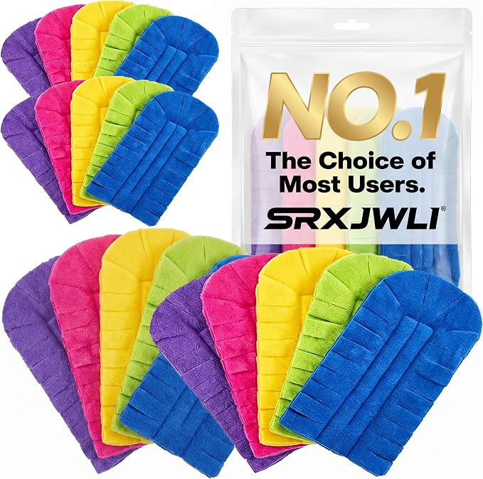 Chenille Duster Replacement Heads Reusable Microfiber Dust Damp Fleece Dusters for Cleaning Washable Refills Hand with Handle Pads Refill Base Exterior Pad Car Multi Surface Tools Home(20pcs)