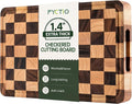1.4" Checkered Cutting Boards for Kitchen, Thick Wood Butcher Block | Chooping Board with Juice Grooves & Handles, Serving Tray for Meat, Vegetables Fruits with Gift Box, 16" x 11"
