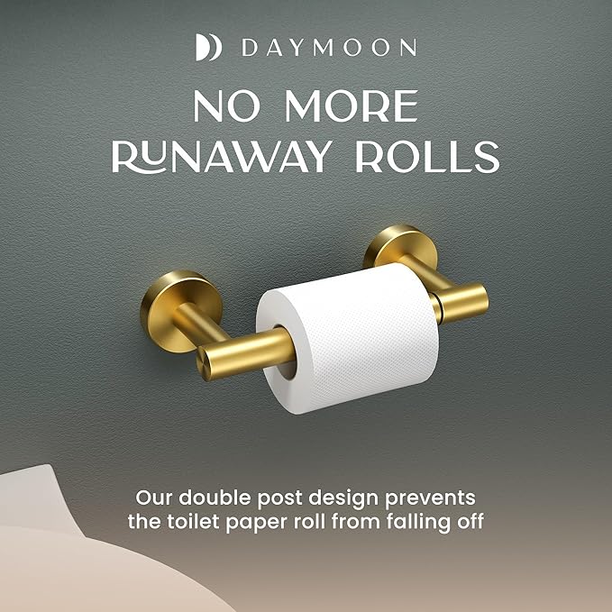 Day Moon™ - Toilet Paper Holder - Modern Roll Holder for Bathroom - 1 Pack - Wall Mount - Classic, Gold