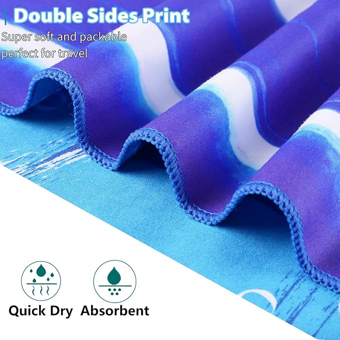 TwoYek Microfiber Beach Towel Extra Large 71x32 Stripes Floral 2 Pack | Thin & Lightweight, Sand Free, Super Absorbent & Quick Dry, Oversized Towels for Beach Bath Pool Swim Travel Essentials Gift