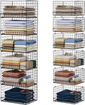 Yociyoga 6-Tier Stackable Closet Organizers and Storage Shelves, Closet Shelf Organizer Basket Bins, Foldable Sweater Storage for Clothes Organizer System, Black（Patent No. 30022416）
