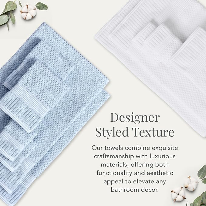 NY Loft 100% Cotton 2-Pack Oversized Bath Towel Set | Blue | Quick-Dry | Two Oversized 35" x 70" Bath Towels / Bath Sheets | Super Absorbent | Designer-Styled Texture