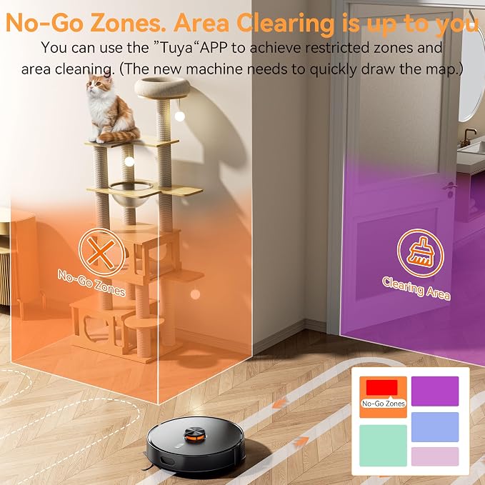 Robot Vacuum and Mop Combo, 90-Day Self-Emptying, 10,000 Pa Suction, with dToF & Laser Navigation & Smart Mapping, Anti-Tangle, 160-Min Runtime, Ideal for Hard Floors, Pet Hair & Carpets
