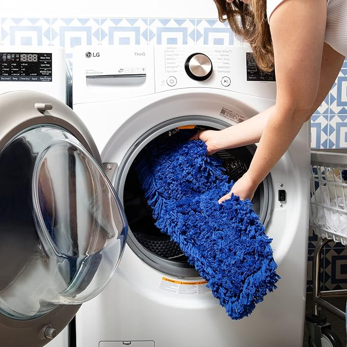 Commercial Dust Mop Replacement Head – 60 x 5 in. Cotton Nylon Reusable Mop Head – Industrial Dust Mop Refill for Floor Cleaning & Janitorial Supplies, Blue