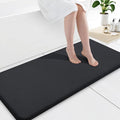 Smiry Memory Foam Bath Mat 47x20, Extra Soft and Absorbent Bathroom Mats, Non Slip Washable Carpet for Floor, Shower and Tub, Black