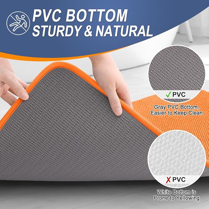 OLANLY Thick Memory Foam Bathroom Rugs 36x24, Absorbent Bath Mat, Orange | Soft Quick Dry Bath Rugs Mats, Non-Slip, Machine Washable Carpet for Bathroom Floor, Tub and Shower, Home Decor Accessories