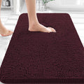 OLANLY Bathroom Rugs 30x18, Extra Soft Absorbent Chenille Bath Rugs, Rubber Backing Quick Dry, Machine Washable Bath Mats for Bathroom Floor, Tub and Shower, Home Decor Accessories, Black Cherry