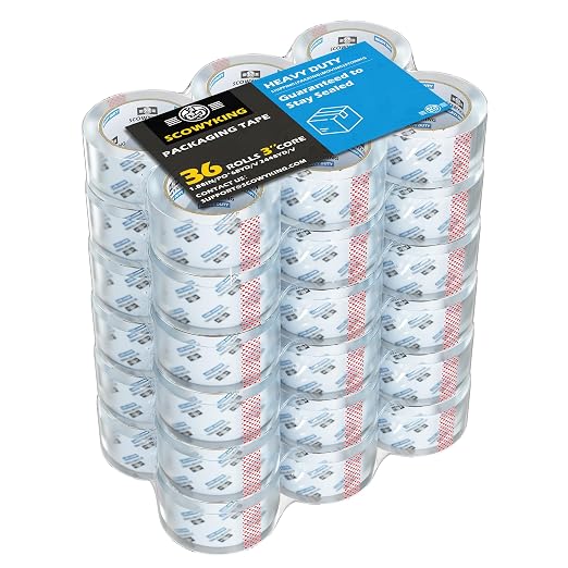 Clear Packing Tape Refills Heavy Duty,36 Pack,2.7 Mil,1.88"×68 Yd | Total 2448 Yards,Compatible with Standard Tape Dispenser,Quiet Unwind,Easy Start,for Shipping Packaging Moving Sealing,Bulk