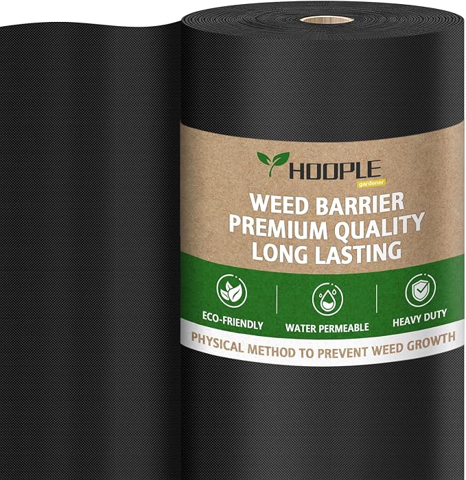 HOOPLE 3ft x 300ft Landscape Fabric Weed Barrier, Heavy Duty Weed Barrier Fabric Roll, Water Permeable Geotextile Ground Cover for Garden Beds, Gravel Paths, Mulch, Driveways & Landscaping | Heavy duty landscape fabric for garden beds, mulch, gravel pa...