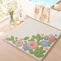 LUMI Bathroom Rugs Cute Flower, Soft Absorbent Squarer Bath Mat Non-Slip, Machine Washable Quick Dry Warm White Bloom Luxury Rug Flower for Kids Room, Bathtub, Home Decor, 26"x26"